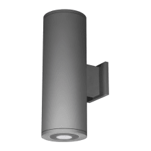 Tube Architectural 13" Tall LED Double Sided Outdoor Wall Sconce with Ultra Narrow Beam and Towards the Wall Light Direction
