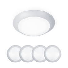 Pack of 4 Disc 6" Wide LED Flush Mount Indoor / Outdoor Ceiling Fixtures / Wall Lights