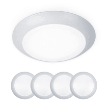 Pack of 4 Disc 7" Wide LED Flush Mount Indoor / Outdoor Ceiling Fixtures / Wall Lights