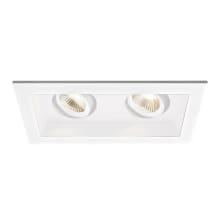 Mini Multiples 2 Light 8-5/8" Wide LED Square Adjustable Baffle Trim and New Construction Housing with 25° Narrow Beam Spread