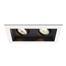 Mini Multiples 2 Light 8-5/8" Wide LED Square Adjustable Baffle Trim and New Construction Housing with 45° Flood Beam Spread