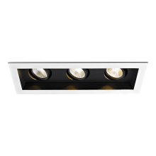 Mini Multiples 3 Light 12-3/4" Wide LED Square Adjustable Baffle Trim and New Construction Housing with 45° Flood Beam Spread