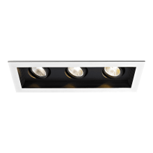 Mini Multiples 3 Light 12-3/4" Wide LED Square Adjustable Baffle Trim and Remodel Housing with 45° Flood Beam Spread