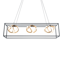 Sinclair 3 Light 43" Wide LED Abstract Linear Pendant
