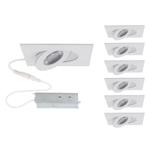 Pack of (6) Lotos 2" LED Square, Adjustable Canless Downlight - 3000K