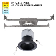 Pop-in 5" Switchable Color Temperature LED Airtight New Construction Recessed Shower Trim and Housing