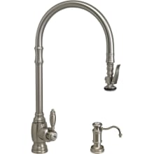 Traditional 1.75 GPM Single Hole Extended Reach Pull Down Kitchen Faucet with Lever Handle - Includes Soap Dispenser