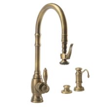 Traditional 1.75 GPM Single Hole Pull Down Kitchen Faucet with Lever Handle - Includes Soap Dispenser and Air Switch