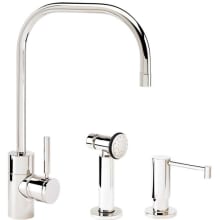 Fulton 1.75 GPM Single Hole Pre-Rinse Pull Down Kitchen Faucet with Lever Handle - Includes Soap Dispenser and Side Spray