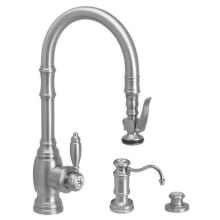 Tradtitional 1.75 GPM Single Hole Pull Down Kitchen Faucet with Lever Handle - Includes Soap Dispenser and Air Switch