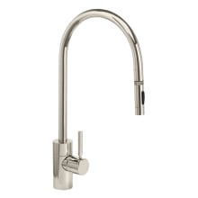 Contemporary 1.75 GPM Single Hole Toggle Extended Reach Pull Down Kitchen Faucet with Lever Handle