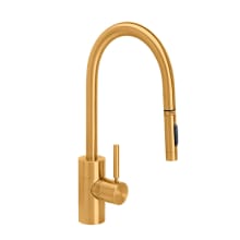Contemporary 1.75 GPM Single Hole Toggle Pull Down Kitchen Faucet with Lever Handle