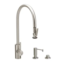 Contemporary PLP 1.75 GPM Single Hole Extended Reach Pull Down Kitchen Faucet with Lever Handle - Includes Soap Dispenser and Air Switch