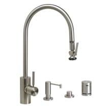 Contemporary 1.75 GPM Single Hole Extended Reach Pull Down Kitchen Faucet with Lever Handle - Includes Soap Dispenser, Air Switch, and Air Gap