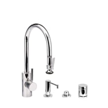 Contemporary 1.75 GPM Single Hole Pull Down Kitchen Faucet with Lever Handle - Includes Soap Dispenser, Air Switch, and Air Gap