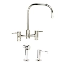 Fulton 1.75 GPM Widespread Bridge Kitchen Faucet with Lever Handles - Includes Soap Dispenser