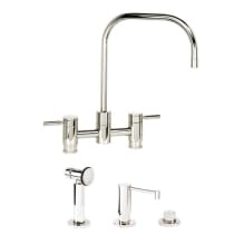 Fulton 1.75 GPM Widespread Bridge Kitchen Faucet with Lever Handles - Includes Soap Dispenser, Side Spray, and Air Switch