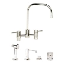 Fulton 1.75 GPM Widespread Bridge Kitchen Faucet with Lever Handles - Includes Side Spray, Soap Dispenser, Air Switch, and Air Gap