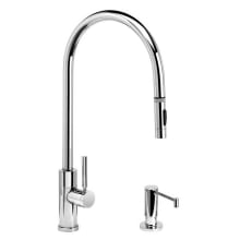 Modern PLP 1.75 GPM Single Hole Toggle Extended Reach Pull Down Kitchen Faucet with Lever Handle - Includes Soap Dispenser