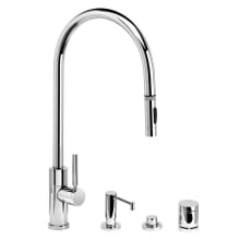 Modern PLP 1.75 GPM Single Hole Toggle Extended Reach Pull Down Kitchen Faucet with Lever Handle - Includes Soap Dispenser, Air Switch, and Air Gap