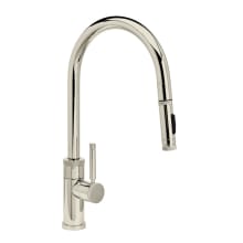 Industrial 1.75 GPM Single Hole Toggle Pull Down Kitchen Faucet with Lever Handle and Angled Spout