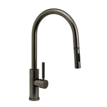 Modern PLP 1.75 GPM Single Hole Toggle Pull Down Kitchen Faucet with Lever Handle and Angled Spout