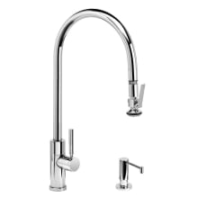 Modern PLP 1.75 GPM Single Hole Extended Reach Pull Down Kitchen Faucet with Lever Handle - Includes Soap Dispenser