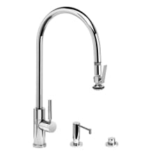 Modern PLP 1.75 GPM Single Hole Extended Reach Pull Down Kitchen Faucet with Lever Handle - Includes Soap Dispenser and Air Switch