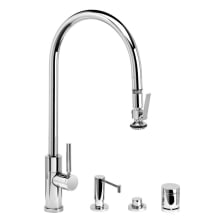 Modern PLP 1.75 GPM Single Hole Extended Reach Pull Down Kitchen Faucet with Lever Handle - Includes Soap Dispenser, Air Switch, and Air Gap