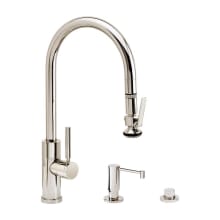 Modern PLP 1.75 GPM Single Hole Pull Down Kitchen Faucet with Lever Handle - Includes Soap Dispenser and Air Switch