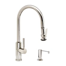 Modern PLP 1.75 GPM Single Hole Pull Down Kitchen Faucet with Lever Handle and Angled Spout - Includes Soap Dispenser
