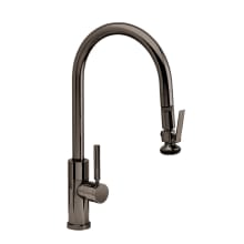 Modern PLP 1.75 GPM Single Hole Pull Down Kitchen Faucet with Lever Handle and Angled Spout