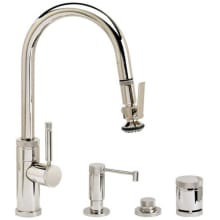 Industrial 1.75 GPM Single Hole Pull Down Bar Faucet with Lever Handle - Includes Soap Dispenser, Air Switch, and Air Gap