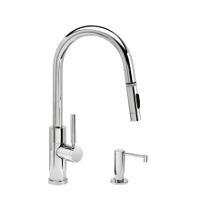 Modern Prep Size PLP 1.75 GPM Single Hole Toggle Pull Down Kitchen Faucet with Lever Handle and Angled Spout - Includes Soap Dispenser