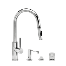 Modern Prep Size PLP 1.75 GPM Single Hole Toggle Pull Down Kitchen Faucet with Lever Handle and Angled Spout - Includes Soap Dispenser, Air Switch, and Air Gap