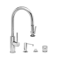 Modern Prep Size PLP 1.75 GPM Single Hole Pull Down Kitchen Faucet with Lever Handle - Includes Soap Dispenser, Air Switch, and Air Gap