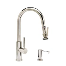 Modern Prep Size PLP 1.75 GPM Single Hole Pull Down Kitchen Faucet with Lever Handle and Angled Spout - Includes Soap Dispenser