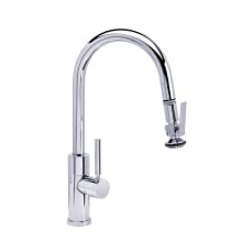 Modern Prep Size PLP 1.75 GPM Single Hole Pull Down Kitchen Faucet with Lever Handle and Angled Spout