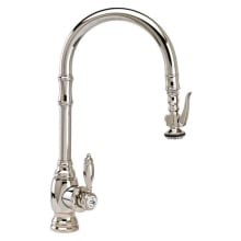 Traditional 1.75 GPM Single Hole Pull Down Kitchen Faucet with Lever Handle and Angled Spout