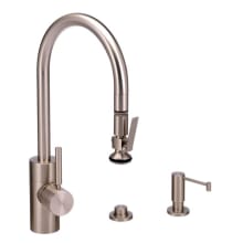 Contemporary 1.75 GPM Single Hole Pull Down Kitchen Faucet with Lever Handle - Includes Soap Dispenser and Air Switch