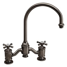 Hampton 1.75 GPM Widespread Bridge Kitchen Faucet with Cross Handles - Includes Soap Dispenser and Side Spray