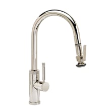 Industrial Prep Size 1.75 GPM Single Hole Pull Down Bar Faucet with Lever Handle and Angled Spout