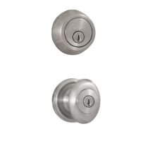 Single Cylinder Keyed Entry Julienne Traditionale Door Knob Set and 671 Deadbolt Combo Pack with Round Rosette From The Traditionale Collection