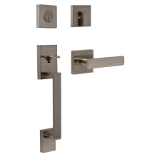 Brookside Single Cylinder Thumb Press Keyed Entry Modern Square Handle Set with Utica Modern Interior Lever - Reversible Handing