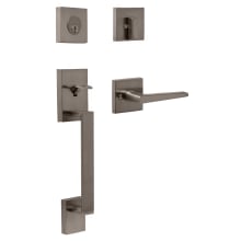 Brookside Single Cylinder Thumb Press Keyed Entry Modern Square Handle Set with Philtower Modern Interior Lever - Reversible Handing