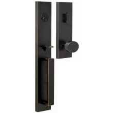 Xanthis Single Cylinder Thumb Press Keyed Entry Handle Set with Mesa Modern Disc Interior Knob - Reversible Handing
