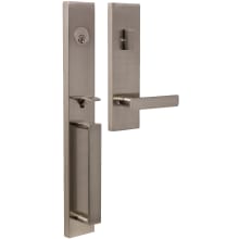 Xanthis Single Cylinder Keyed Entry Handle Set with Thumb Push Entry and Utica Modern Interior Lever - Reversible Handing