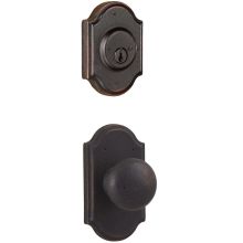 Single Cylinder Keyed Entry Wexford Door Knob Set and 7571 Deadbolt Combo Pack with Premiere Rosette From The Molten Bronze Collection