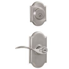 Left Handed Single Cylinder Keyed Entry Bordeau Door Leverset and 1771 Deadbolt Combo Pack with Premiere Rosette From The Elegance Collection