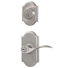 Right Handed Single Cylinder Keyed Entry Bordeau Door Leverset and 1771 Deadbolt Combo Pack with Premiere Rosette From The Elegance Collection